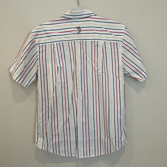 Talbots Button Down Blouse (White, Red, Green, Yellow, Blue Stripes) - Picture 2 of 5